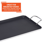 Large 20" X 12" Nonstick Double Burner Griddle with Metal Handles, Black