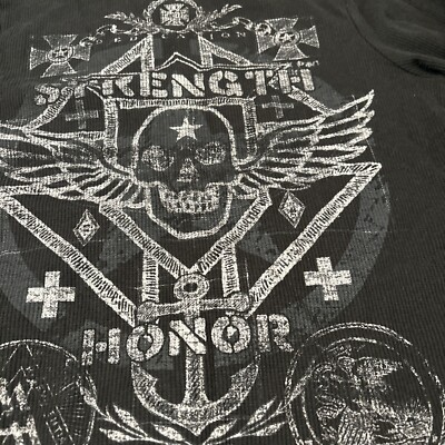 Y2K Thermal Waffle Knit Shirt Mens M LongSleeve Sematary Gothic