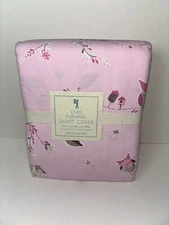 Pottery Barn Kids Owl Flannel Full Queen Duvet Cover Bird Houses Pink