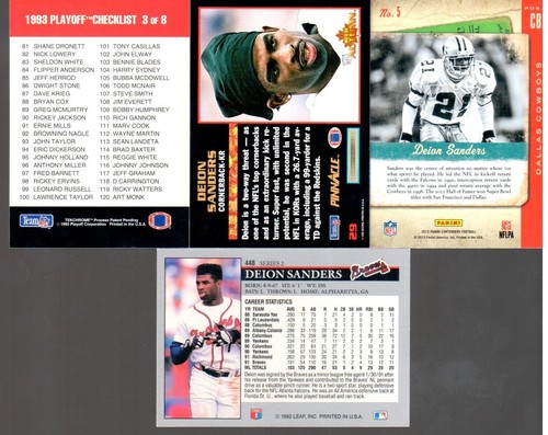 Deion Sanders 4 Card Lot Panini Contenders Playoff Pinnacle Cowboys Falcons L@@K - Picture 2 of 2