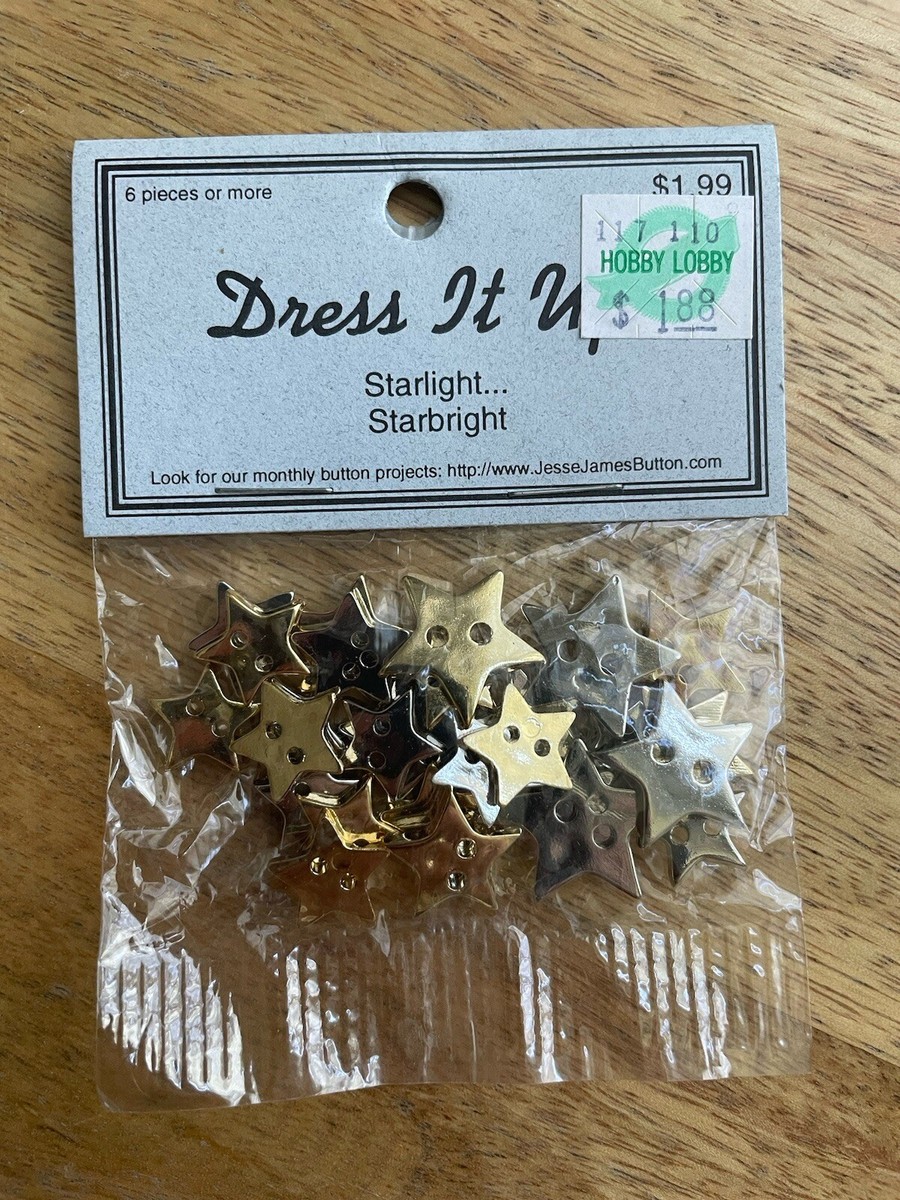 Dress it Up Plastic Buttons "Starlight" NEW Gold Silver STARS Novelty 206