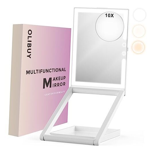 7.5x5.7 Inch LED Travel Makeup Mirror with White Light Portable Design-image