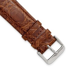 DeBeer 12mm Long Havana Genuine Crocodile Silver-tone Buckle Watch Band