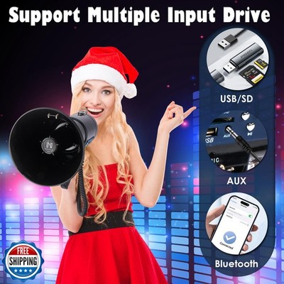 MGROLX 50w Rechargeable Megaphone Bullhorn | Loud Speaker Supports Bluetooth,...
