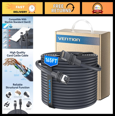 High-Speed 165ft Ethernet Cable for Starlink Gen 3 - Waterproof, UV Resistant, E