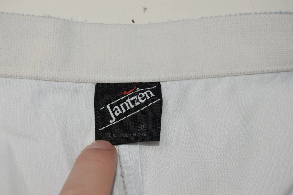 Vintage Jantzen Shorts Mens 36 White Terry Striped Hot Pants 2.5" Made in USA - Image 4 of 4