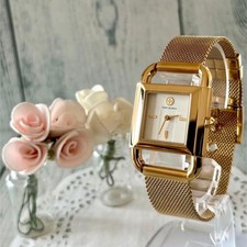Tory Burch Ladies Quartz Watch TBW7250 Gold Tone Square Case 29mm Bracelet