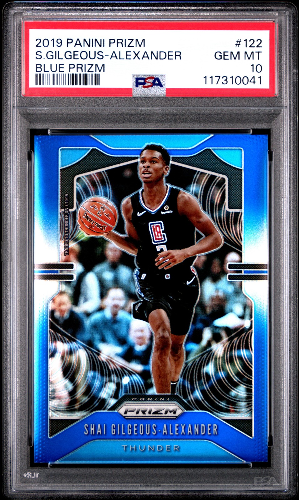 2019 PANINI PRIZM BLUE PRIZM #122 SHAI GILGEOUS-ALEXANDER 130/199 PSA 10