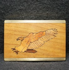 WH15150 NOS VINTAGE 1970s FLYING EAGLE BIRD ARTWORK SOLID BRASS BELT BUCKLE