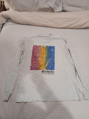 United Way Gray Vintage Secondhand 90s T-Shirt Crew Neck Long Sleeve Unisex M