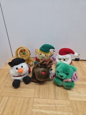 Lot 6 Vintage Puffkins Christmas Plush Tags Spice Ho Ho Jingles Elvin Flurry