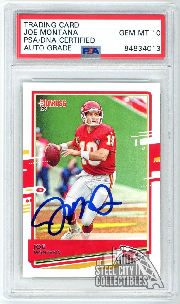 Joe Montana 2020 Panini Donruss Autograph Card #9 PSA/DNA 10