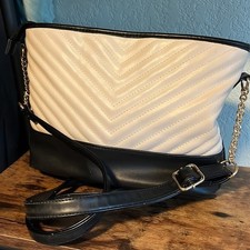 A New Day Shoulder Bag Crossbody Versatile Purse Two Toned Chevron Black Beige