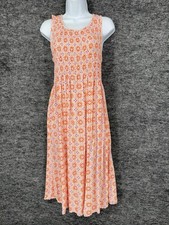 Croft & Barrow Dress Womens M Orange Floral Sleeveless Smocked Midi Sundress