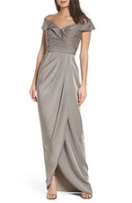 La Femme 25206 Off The Shoulder Ruched Dress In Pewter Size 2 Preowned