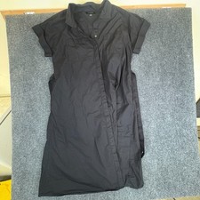 Banana Republic Shirt Dress Womens Large Black Cotton Cuffed Belted Button Front
