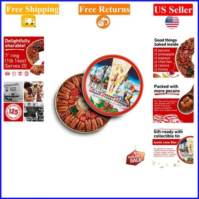 DeLuxe Fruitcake in 7-Inch Collectible Gift Tin with Pecans, Cherries, Pineap...