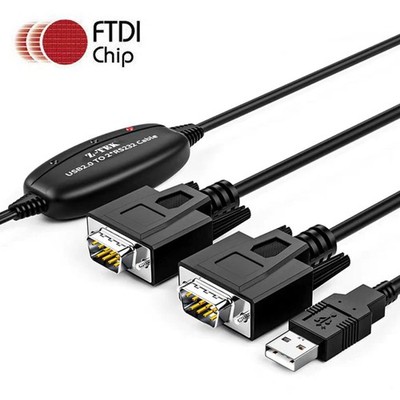 USB2.0 bis 2XRS232 Serial Adapter Kabel FTDI Chip DB9 Splitter für Windows MacOS