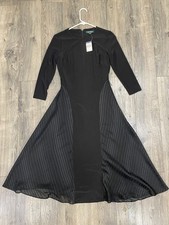NEW Lauren Ralph Lauren Black Maxi Dress Womens Sz 0 Long Sleeve Formal Evening