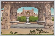 Daytona Beach Bandshell Thru Archway Florida Linen Postcard 1930s