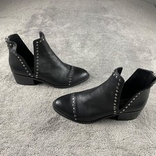 Steve Madden Conspire Ankle Boots Womens 8M Black Leather Studded Cutout Booties
