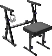 Piano Keyboard Stand and Bench Set - Portable Heavy Duty Digital Piano Stand for