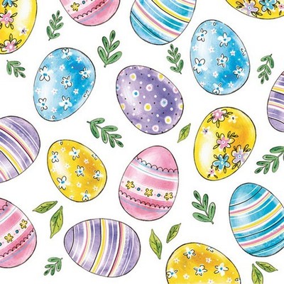 20 Servietten Watercolour Easter Eggs Bemalte Ostereier pastell rosa 33x33cm