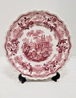 William Adams India #7 Red Transferware 9 1/8 Inch Plate Circa 1830-1840s