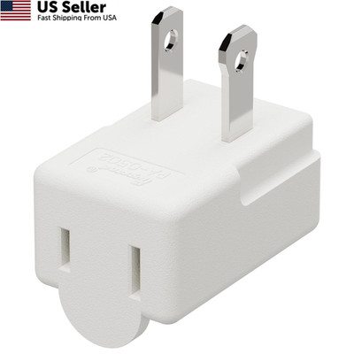 Polarized 2-Prong L Type Adapter, Plugrand Vertical Down Angle, White