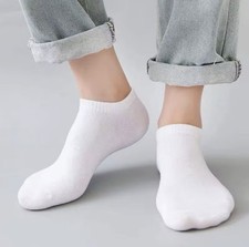 Women s Low Cut Socks 10 Pairs White Cotton Solid One Size Full Toe