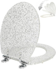 Resin Toilet Seat round with Easy Clean Adjustable Hinges, Soft Close Quick R...