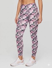 JOY LAB Pink Green Leaf Print Women&rsquo;s Leggings Size Large Yoga Fitness Active
