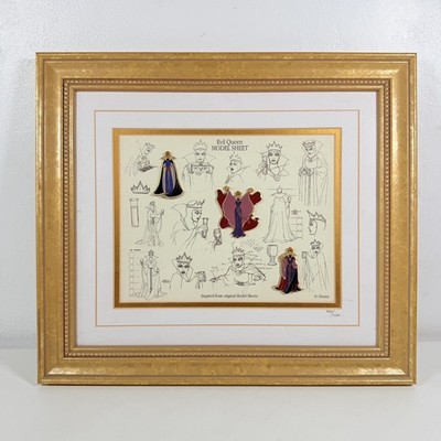 Vintage Disney gerahmt nummeriert Evil Queen Modell Blatt Druck Pin Set Echtheitszertifikat LE7500