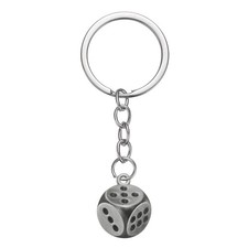 Retro Lucky Dice Keychain Charm Keyrings with Pendants, Dark Gray