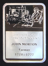 Fathers Of American Democracy John Morton Farmer TONED-0.999 Silver 1 Oz Art Bar 104.99 per troy oz