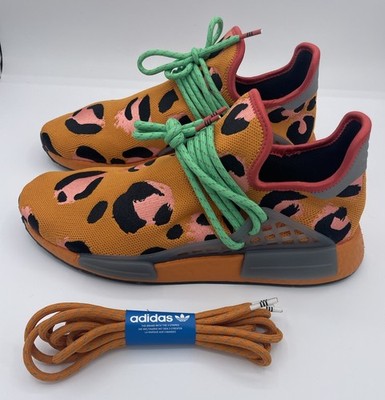 Pharrell X Adidas NMD Human Race Animal Print Men's Orange Sneakers Size 10 NWOB