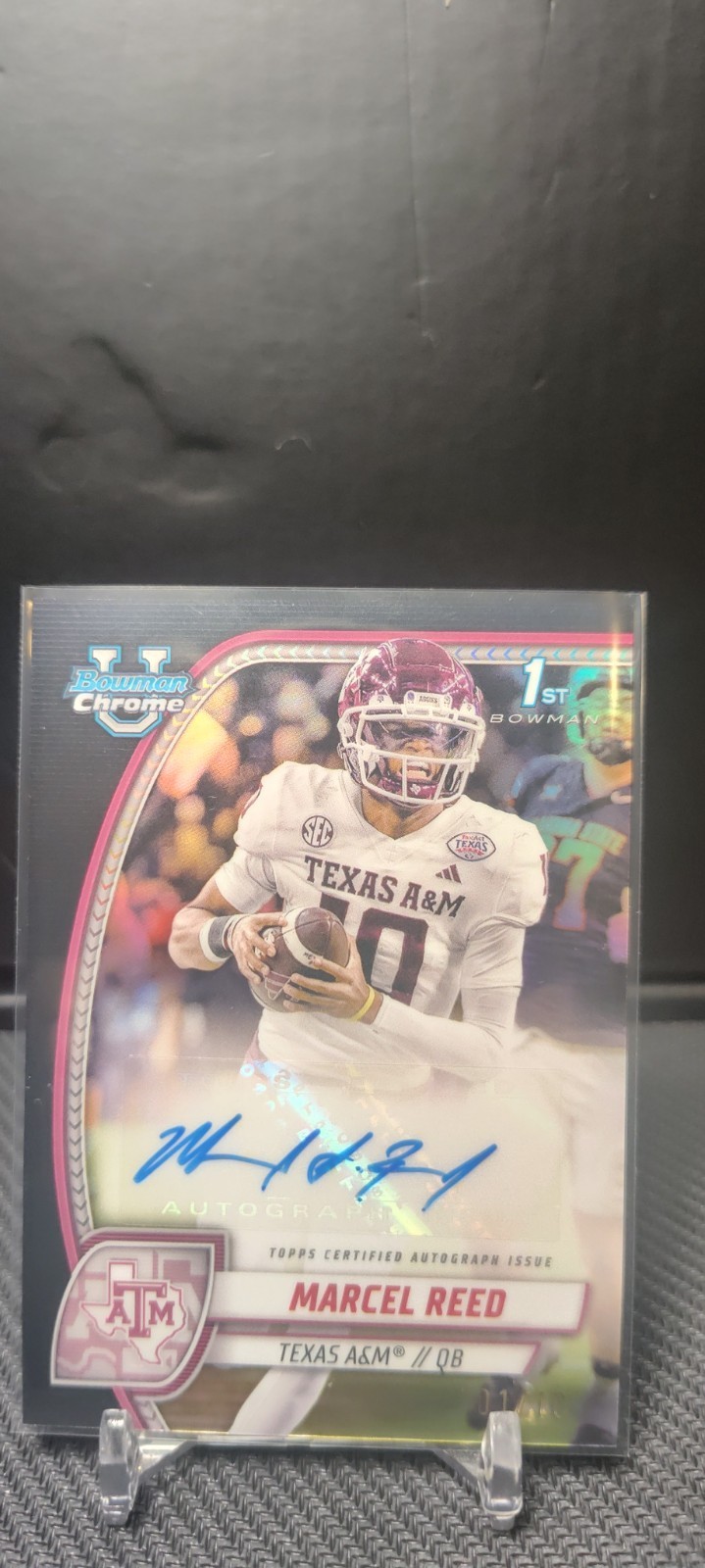 Marcel Reed 2024 Bowman chrome University 1st Auto Black Refractor 1/10