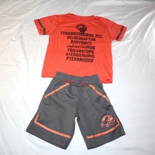 Jurassic World Boys Graphic T-Shirt and Shorts Set Size 5T Orange Gray