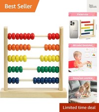 Wooden Abacus for Kids Math - 50 Beads Counting Toy, Multi-Color Counters for...