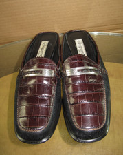 Brighton Made In Italy Vintage Block Heel Leather Mules Women's Size 8