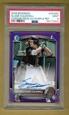 SLADE CALDWELL 2025 TOPPS BOWMAN CHROME 1ST RC AUTOGRAPH AUTO #/250 GRADED PSA 9