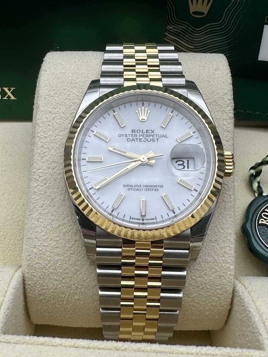 FULL STICKERS Rolex Datejust 36 126233 18K Fluted White Dial