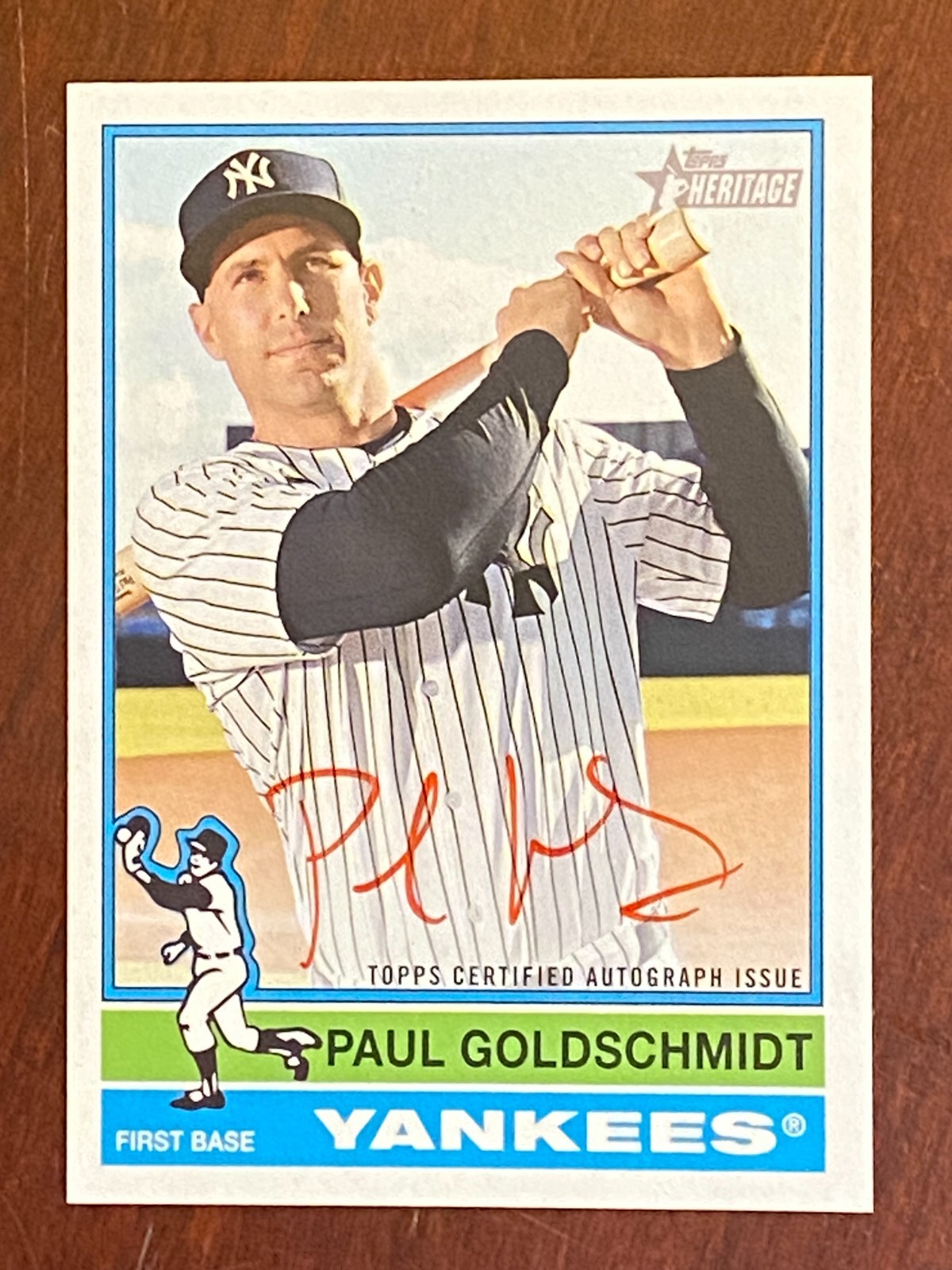 2025 Topps Heritage Paul Goldschmidt RED Real One Auto /76 *MINT* YANKEES