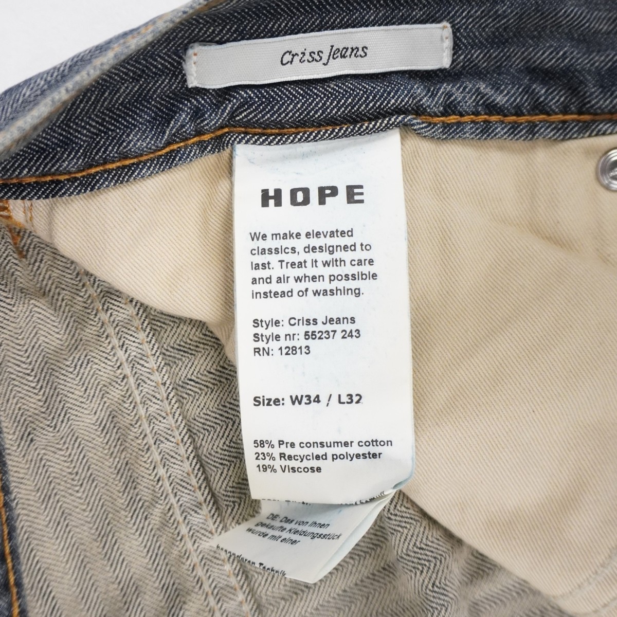 Hope Stockholm Criss Jeans Loose-Fit Mid Blue Herringbone - Men's