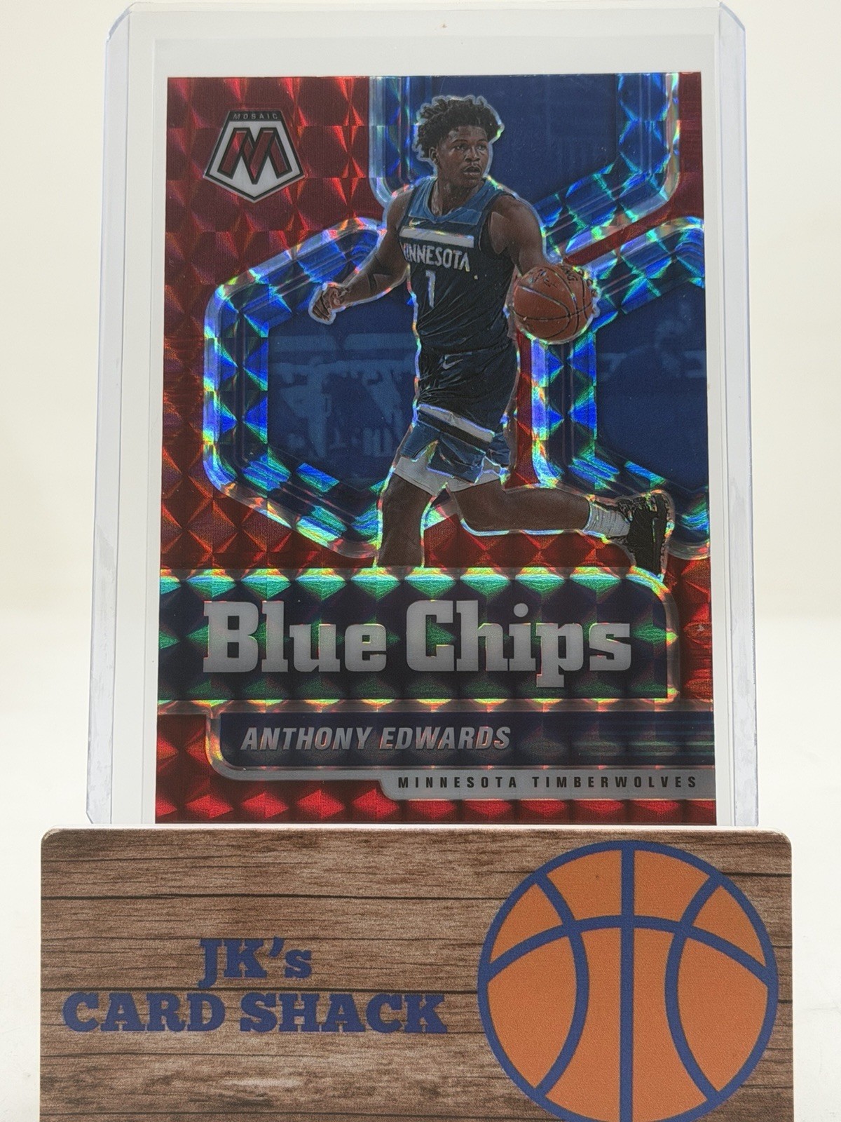 2020-21 Panini Mosaic Anthony Edwards Blue Chips Red Mosaic #14