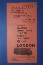 East Kent Coach Timetable 1938 Express Service Dover Canterbury London
