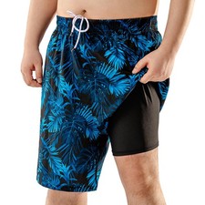 Big and Tall Mens Swim Trunks with Compression Liner Swimsuit Bathing Suit Sw...