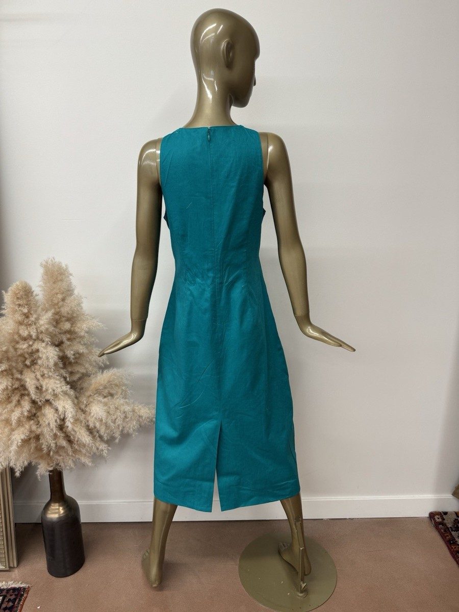 NWT Women Banana Republic Midi Dress Linen Blend Size 10 Color: EMERALD  Green | eBay