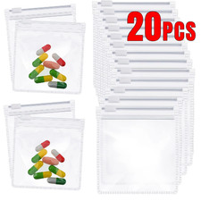 20Pcs Zippered Pill Pouches Slide Lock Storage Bags Reusable Travel Plastic Case