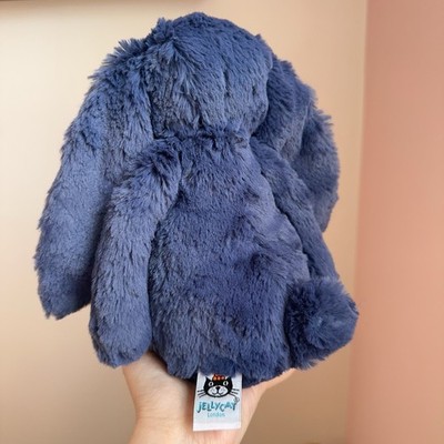 Jellycat BASHFUL STARDUST BUNNY MEDIUM Plush Navy Blue Stars Silky